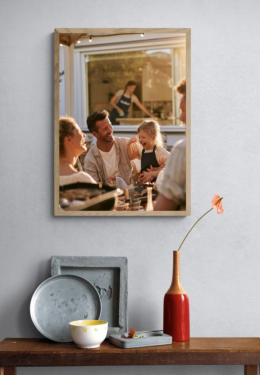Sunlit Family Gathering Photography Poster. — room view 3