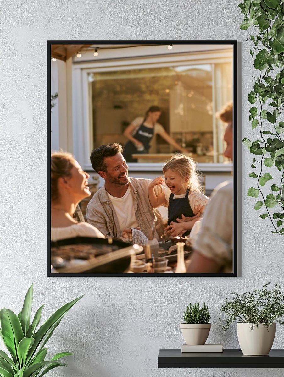 Sunlit Family Gathering Photography Poster. — room view 4