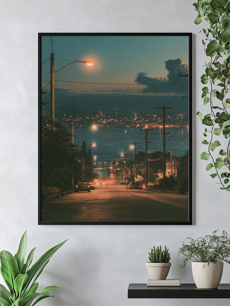 Neon Coastal Street Photography Poster. — room view 4