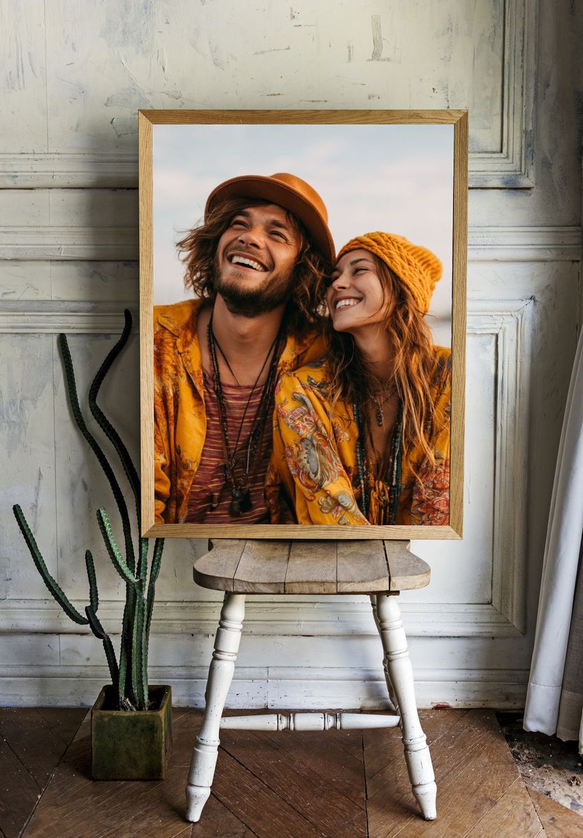 Boho Couple Portrait Photography Poster. — room view 1