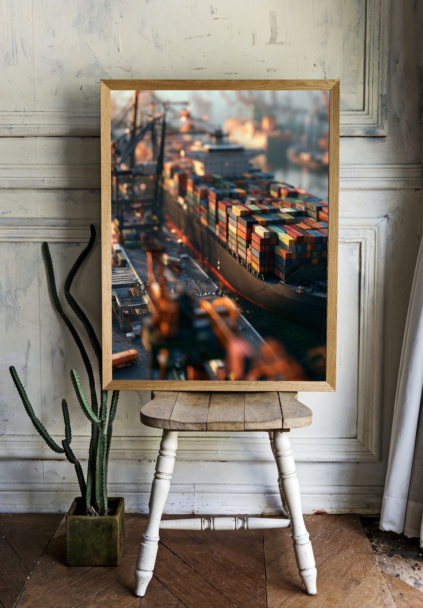 Container Ship Port Photography Poster. — room view 1