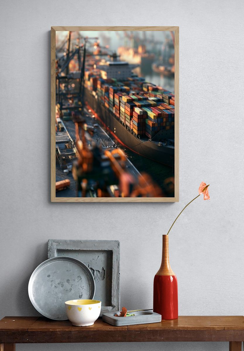 Container Ship Port Photography Poster. — room view 3