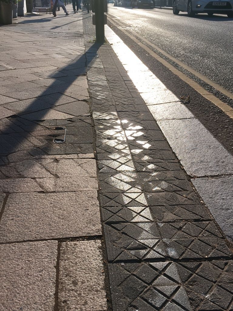 Sunlit Sidewalk Street Photography Poster. poster — photography art