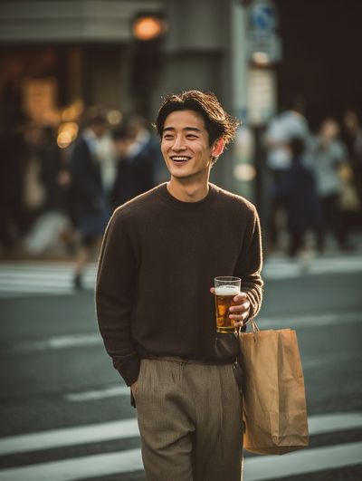 Smiling City Street Portrait Poster. poster print