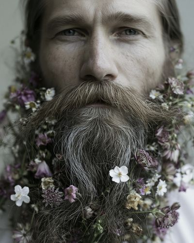 Floral Bearded Portrait Print. poster