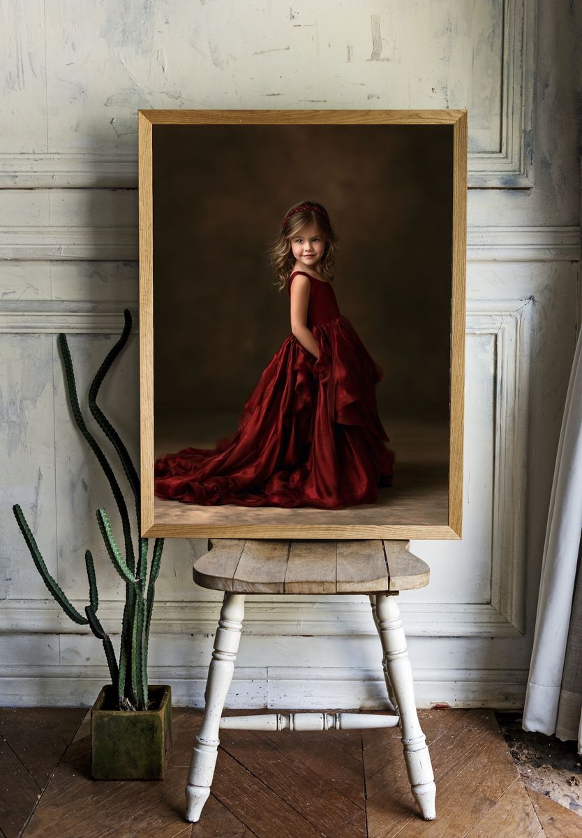 Girl in Red Dress Portrait Poster. — room view 1