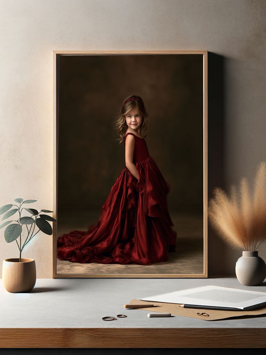 Girl in Red Dress Portrait Poster. — room view 2
