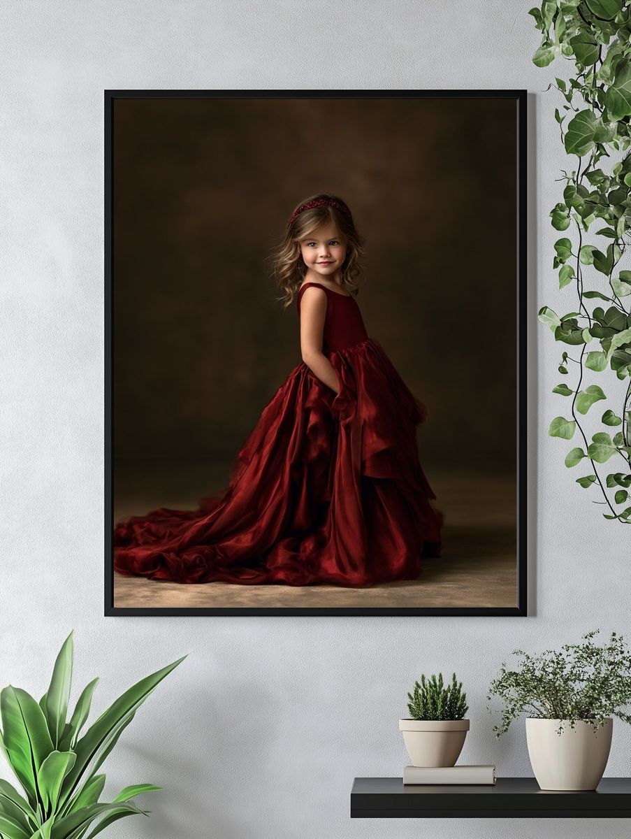 Girl in Red Dress Portrait Poster. — room view 4