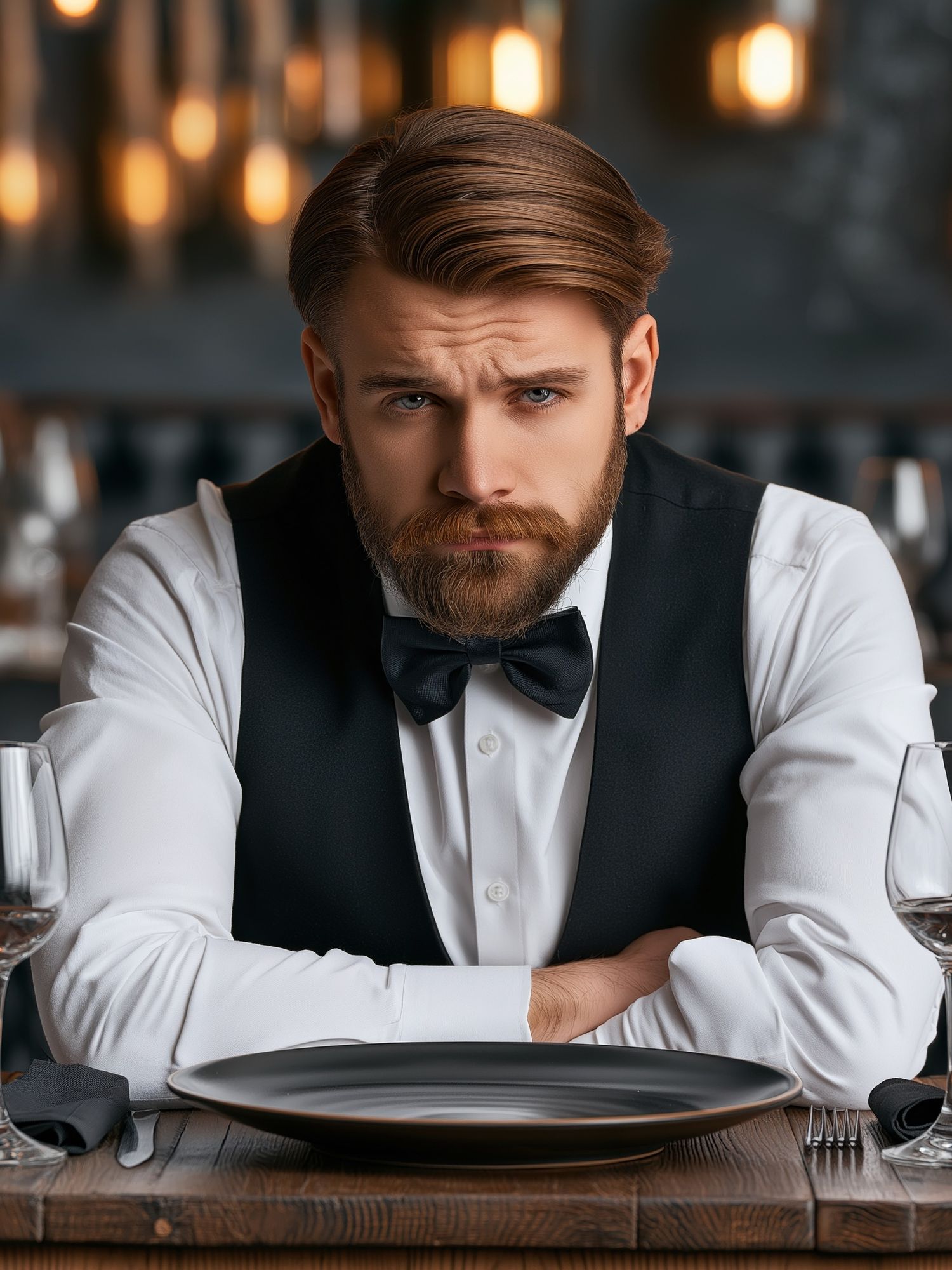Brooding Waiter Portrait Print. poster — photography art