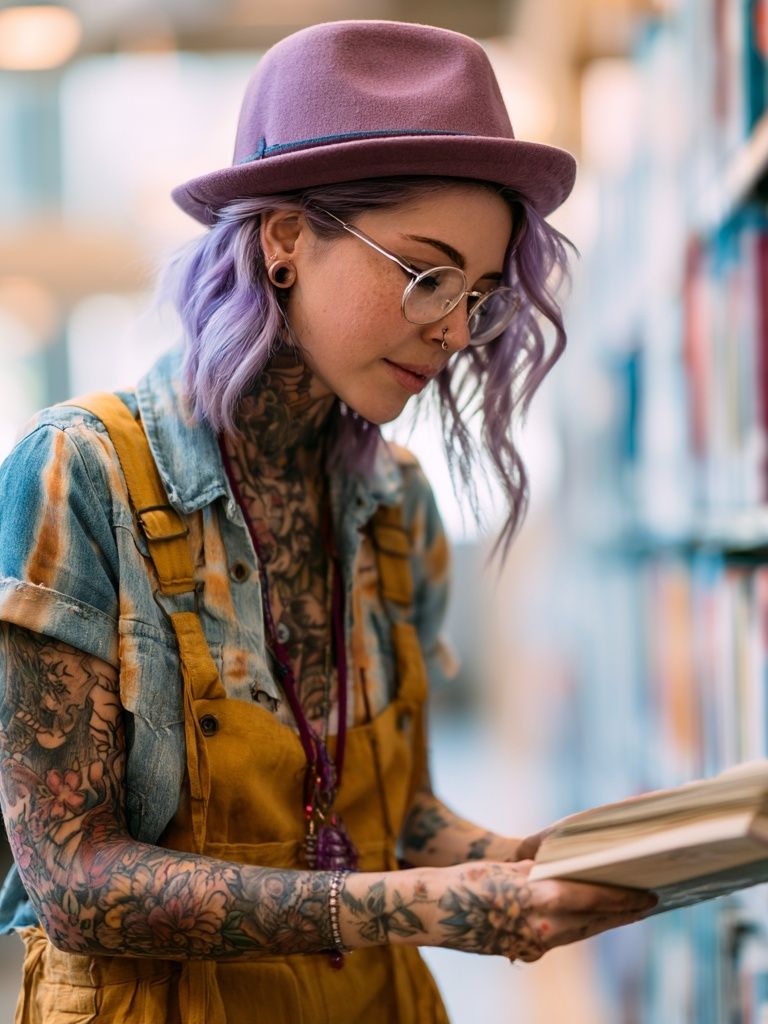 Tattooed Reader Portrait Print. poster — photography art