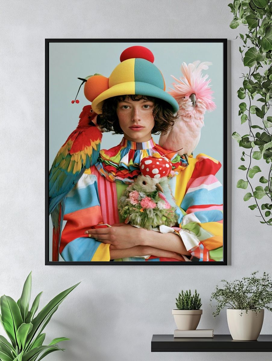 Colorful Bird Portrait Print. — room view 4
