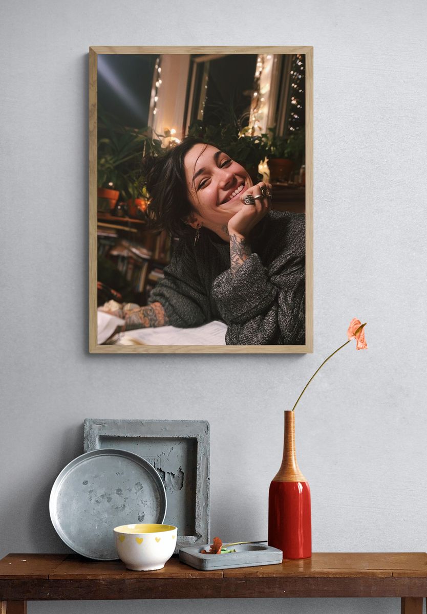 Smiling Woman Portrait Print. — room view 3