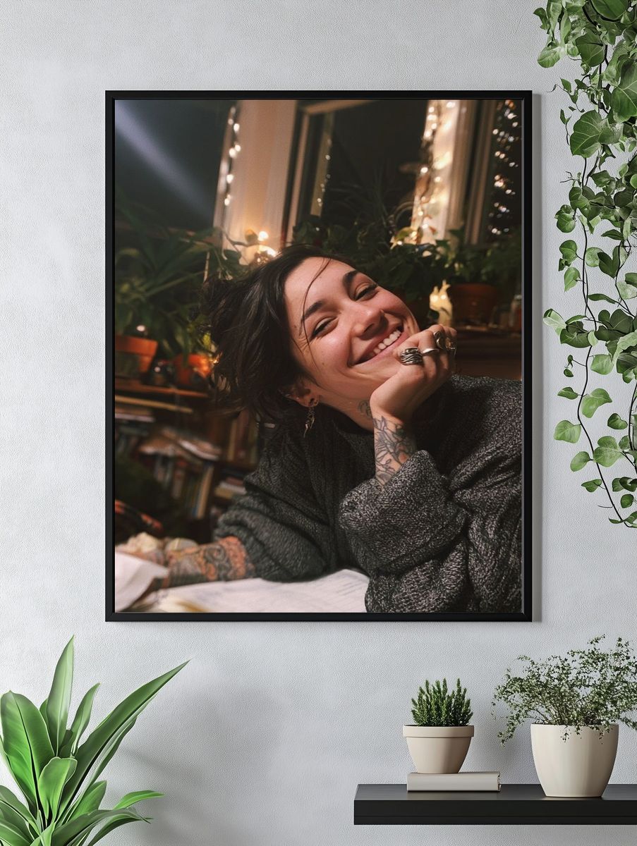 Smiling Woman Portrait Print. — room view 4
