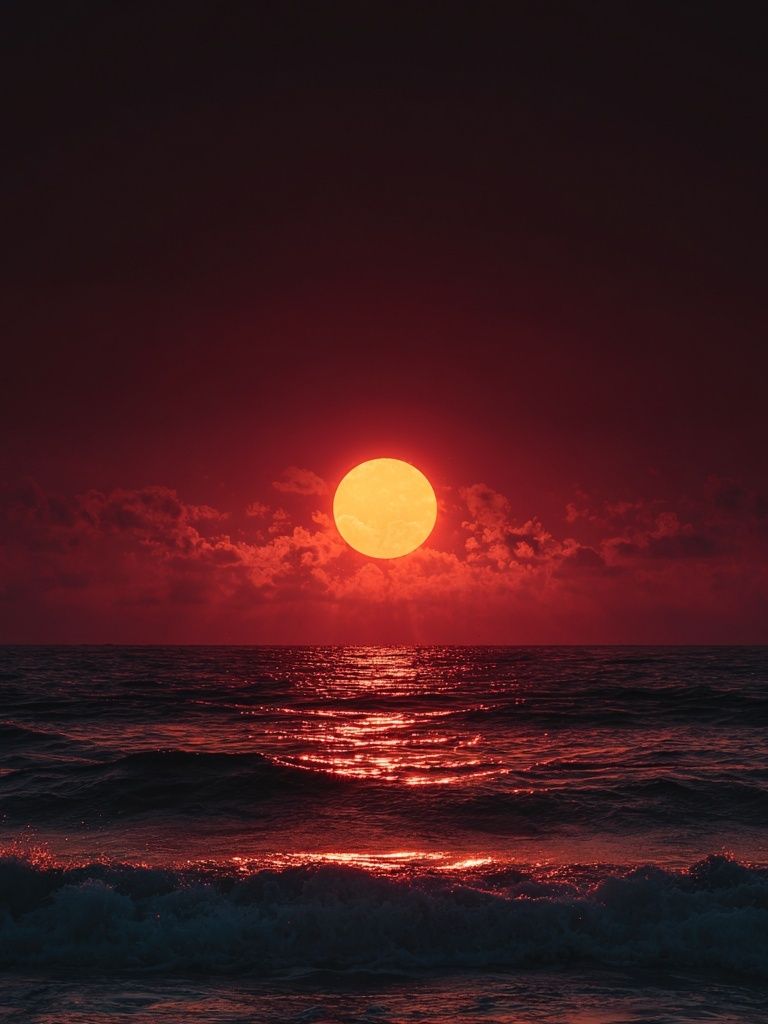 Crimson Ocean Sunset Photography Poster. poster — photography art