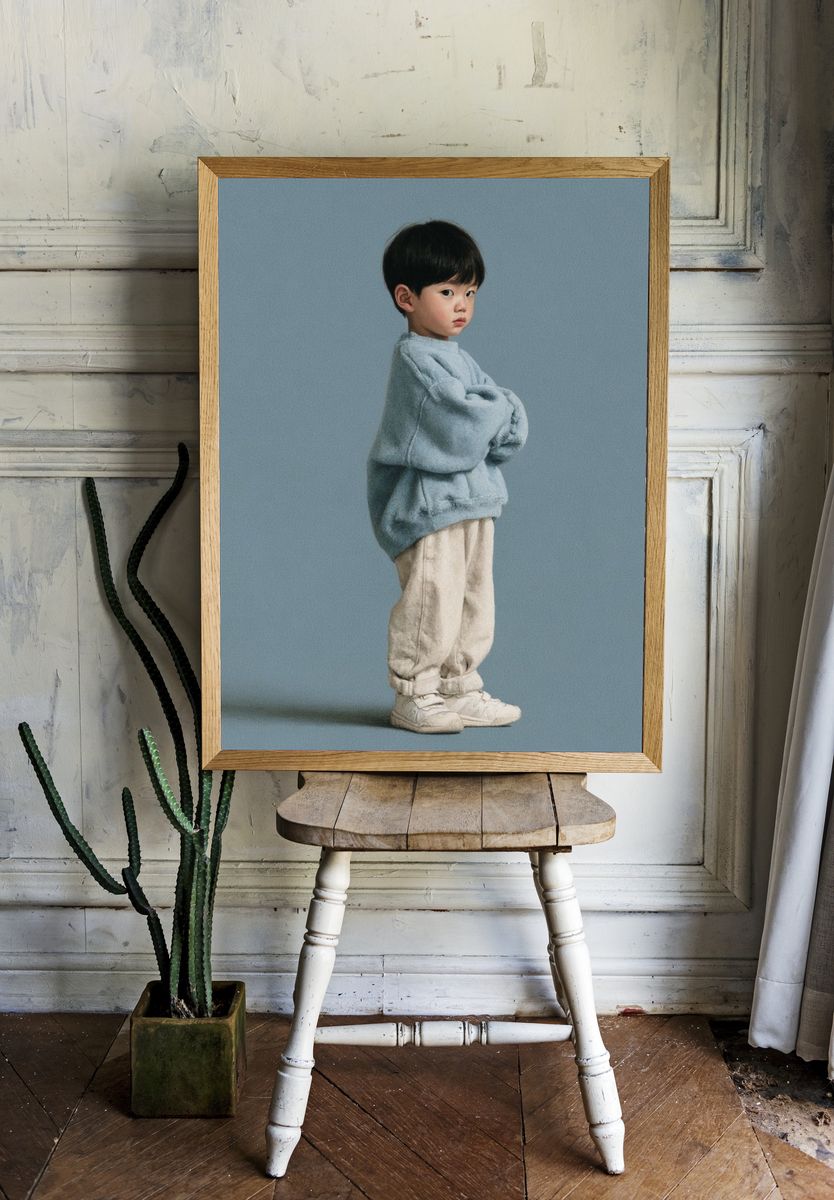 Minimalist Child Portrait Poster. — room view 1