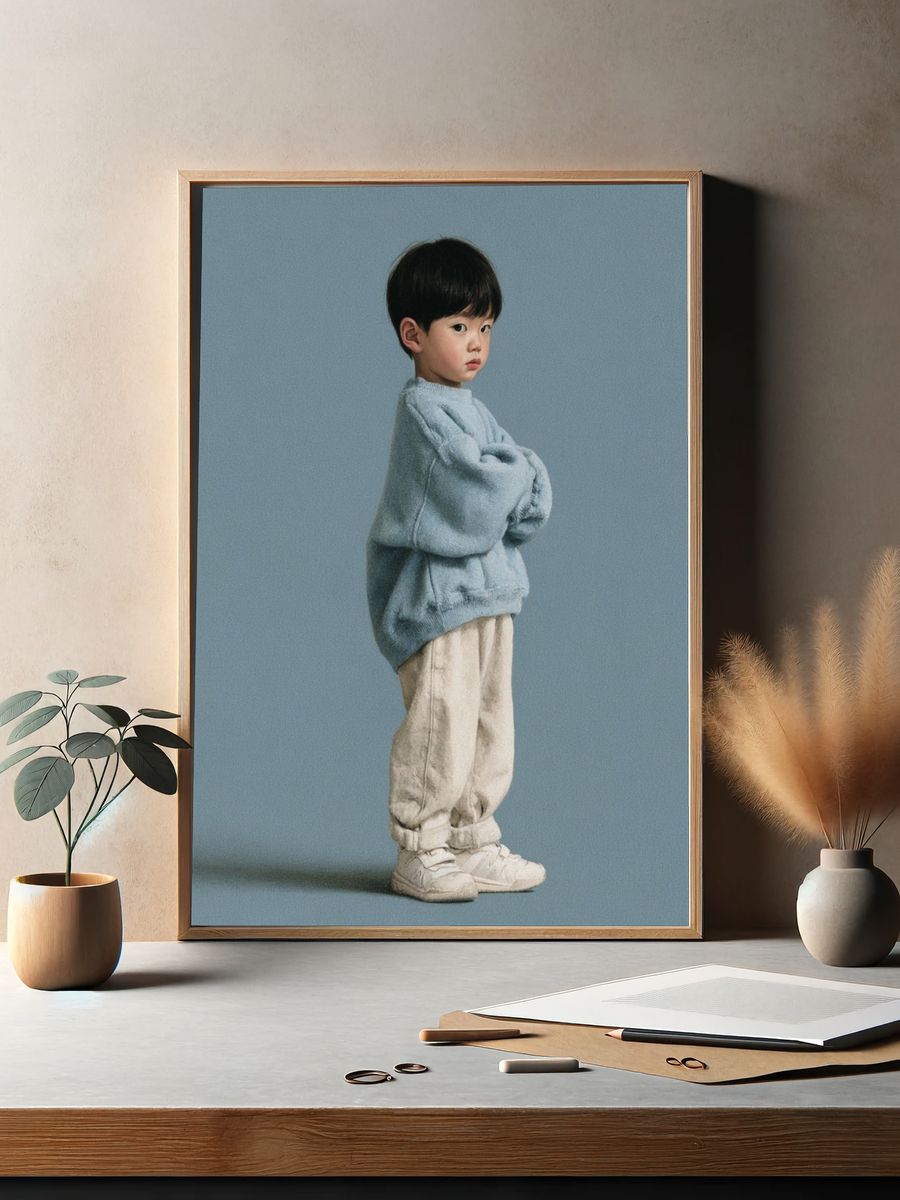 Minimalist Child Portrait Poster. — room view 2