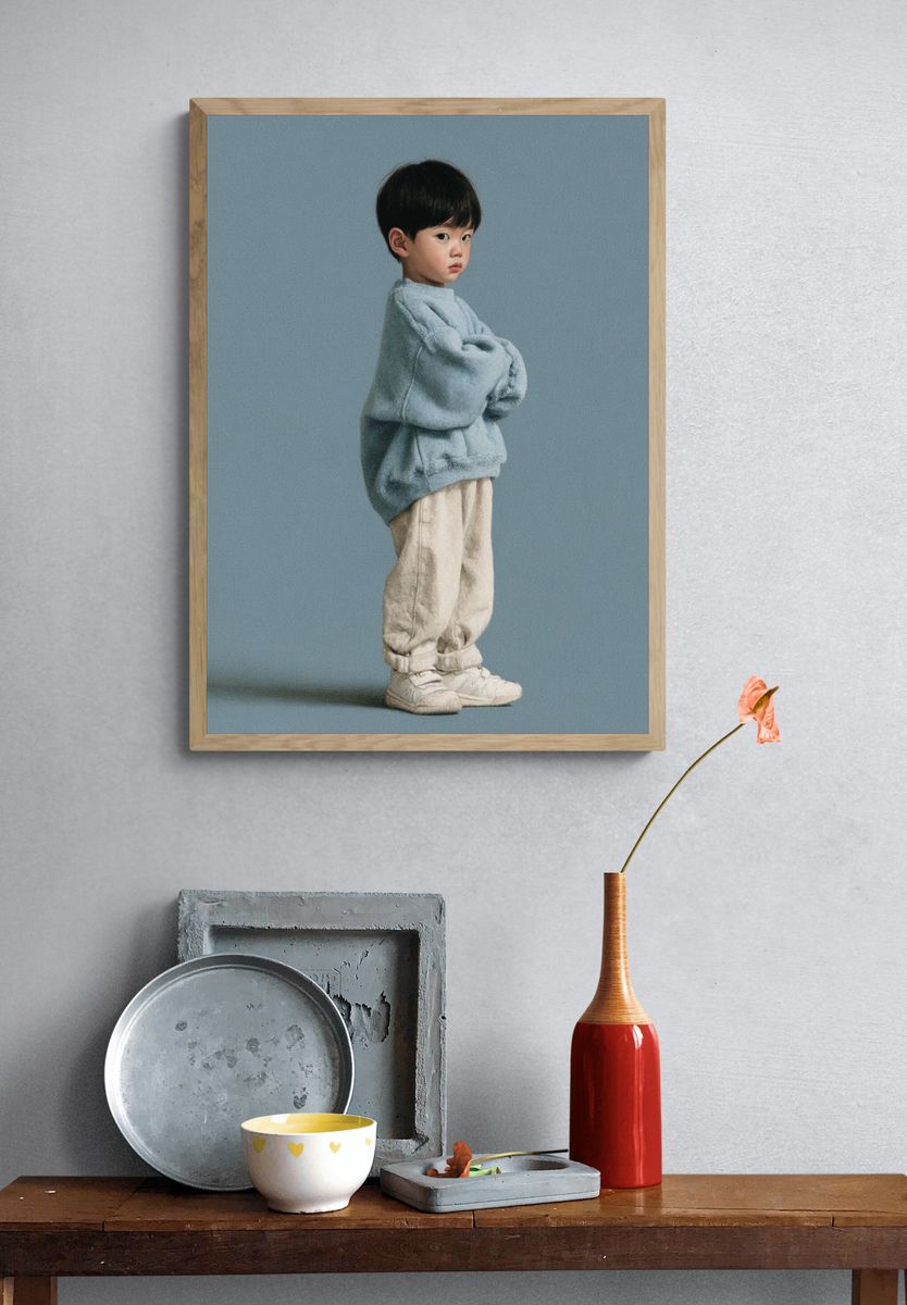 Minimalist Child Portrait Poster. — room view 3