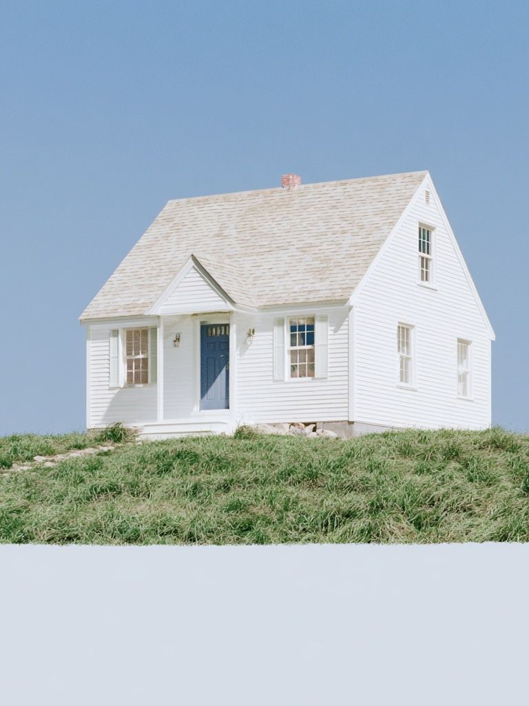 White Cottage on the Hill Poster. poster detail