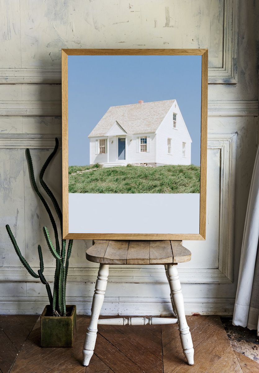 White Cottage on the Hill Poster. — room view 1