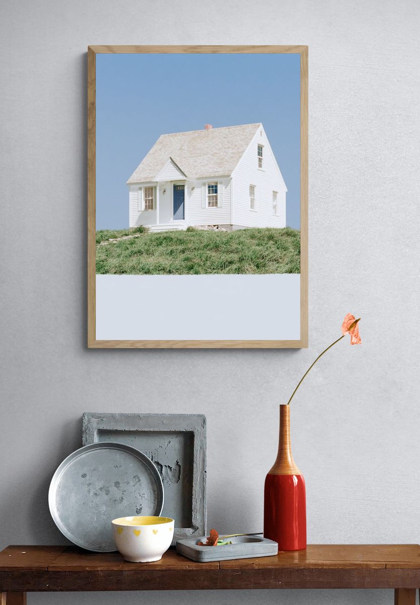 White Cottage on the Hill Poster. — room view 3