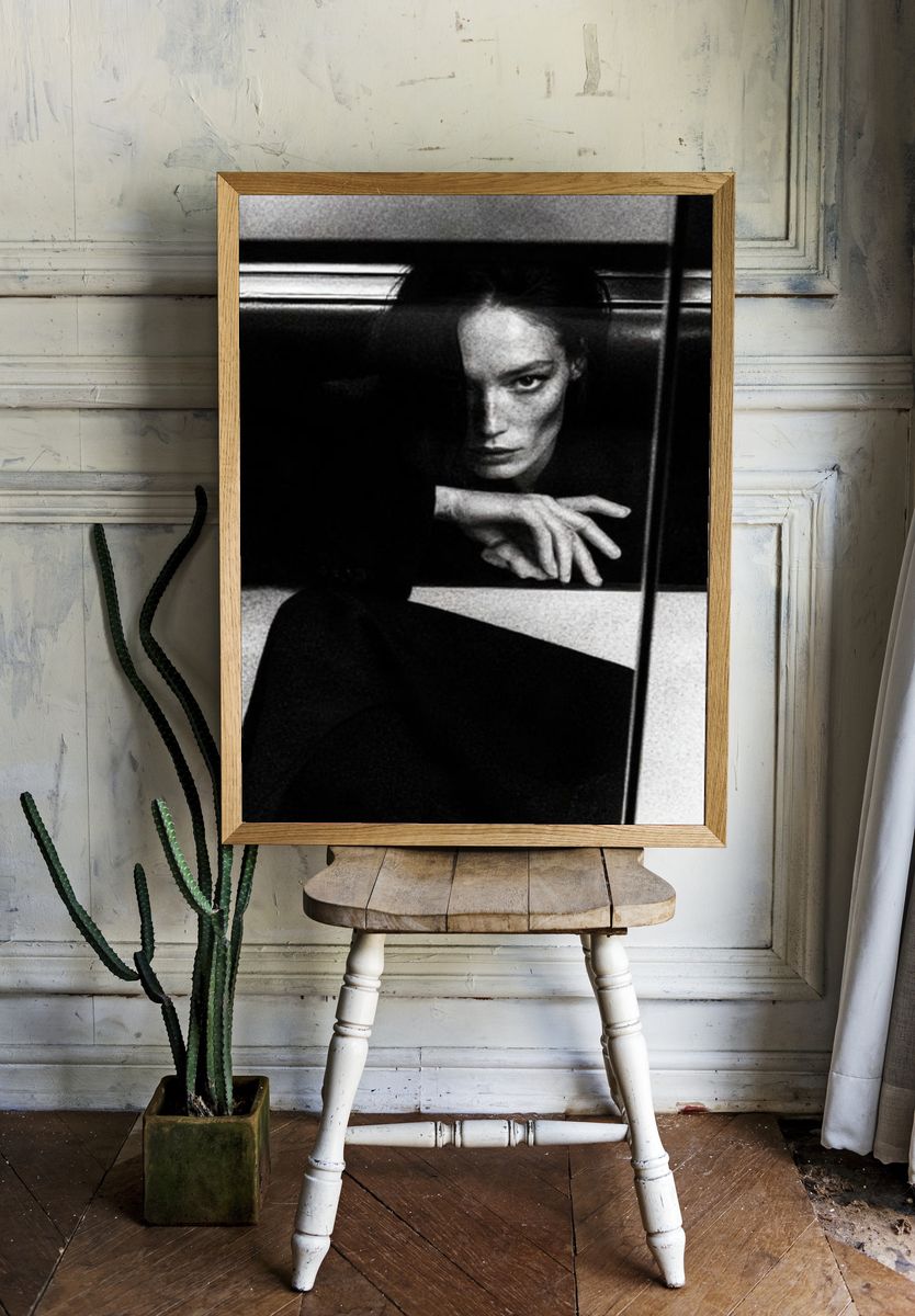 Moody Black and White Portrait Poster. room preview