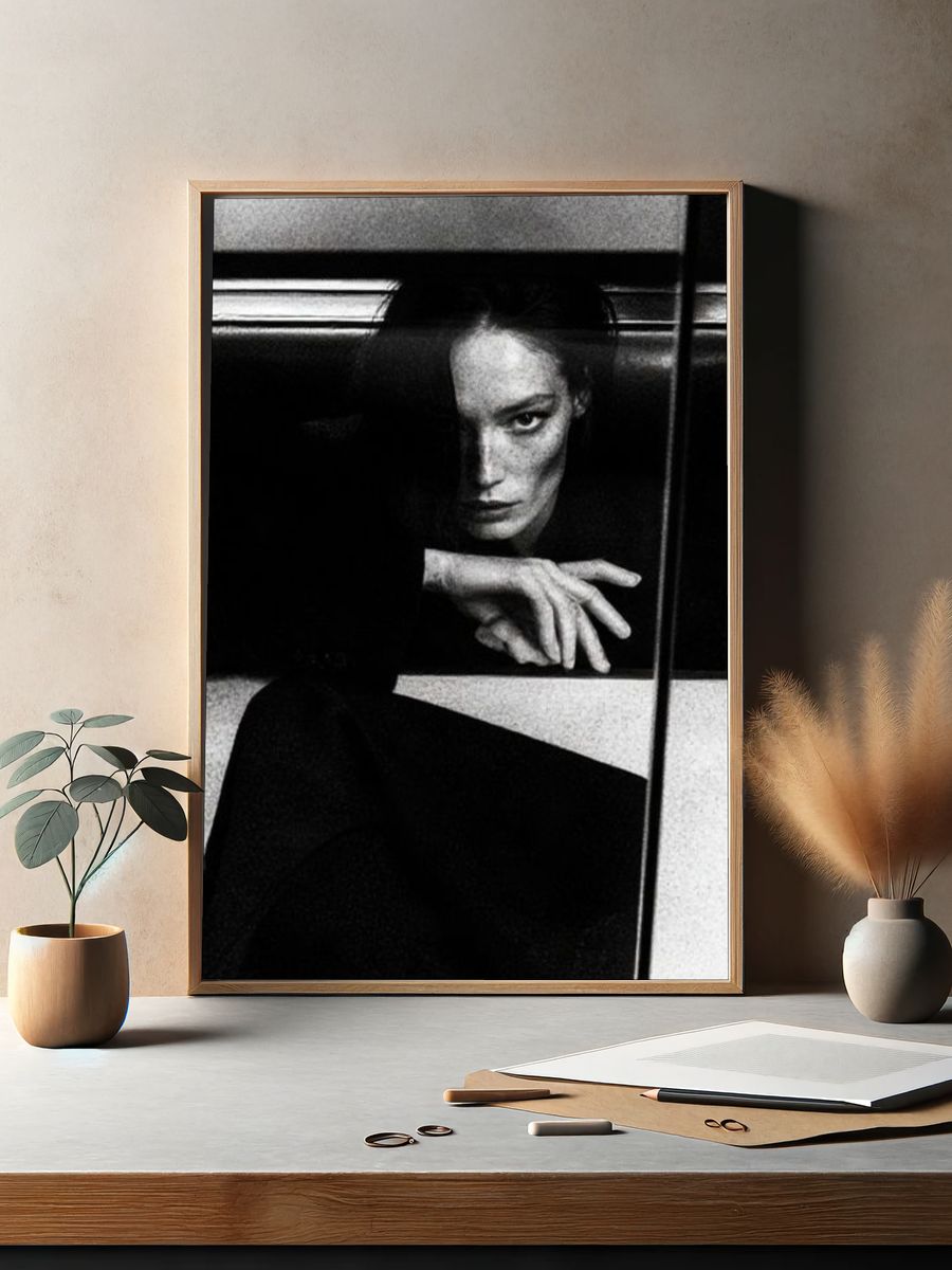 Moody Black and White Portrait Poster. — room view 2