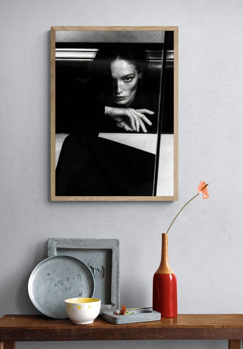 Moody Black and White Portrait Poster. — room view 3