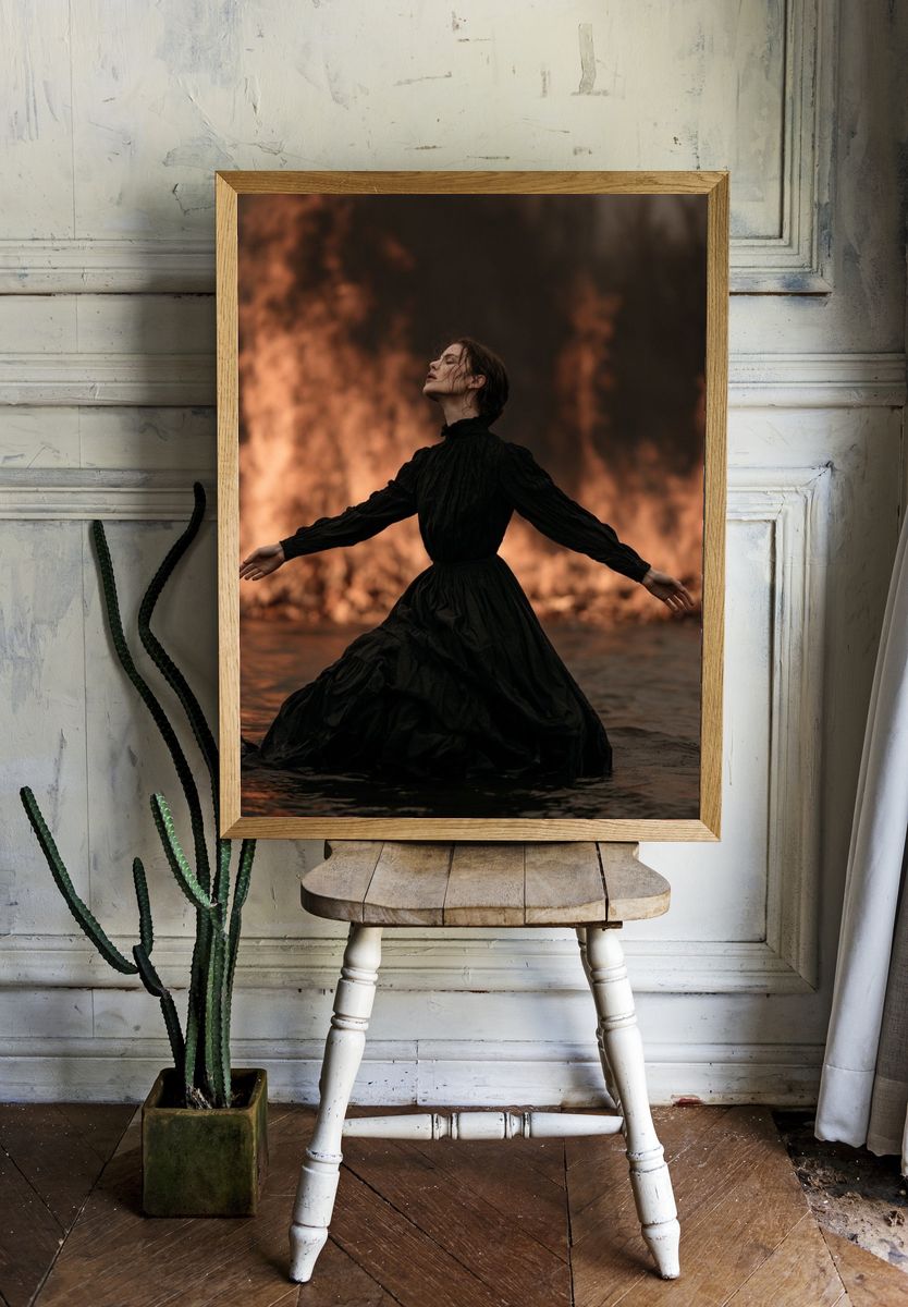 Woman in Fire — Photography Print. — room view 1
