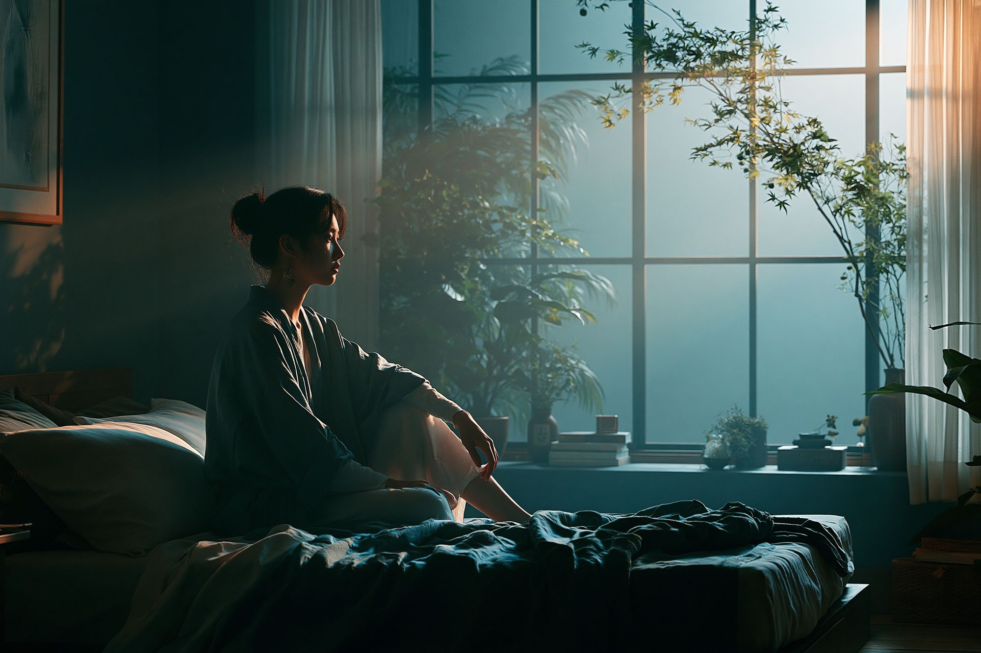 Serene Bedroom Portrait Print. poster — photography art