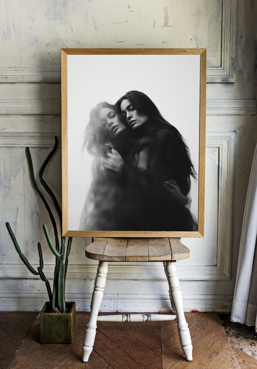 Dreamy Double Exposure Portrait Print. room preview