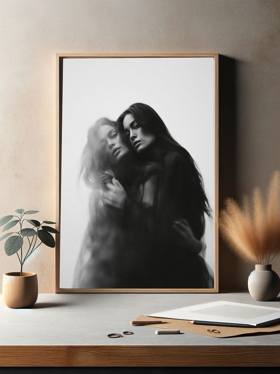 Dreamy Double Exposure Portrait Print. — room view 2