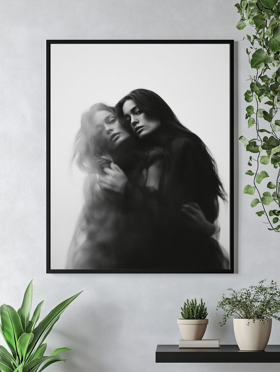 Dreamy Double Exposure Portrait Print. — room view 4