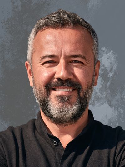 Smiling Bearded Man Portrait Print.