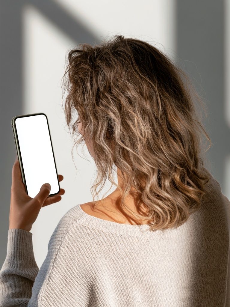 Woman Holding Phone Photography Poster. poster — photography art