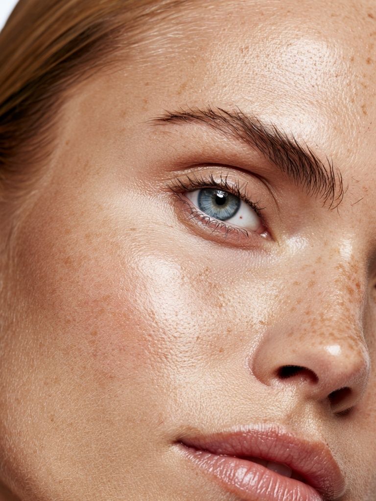 Freckled Blue-Eyed Portrait Print. poster detail