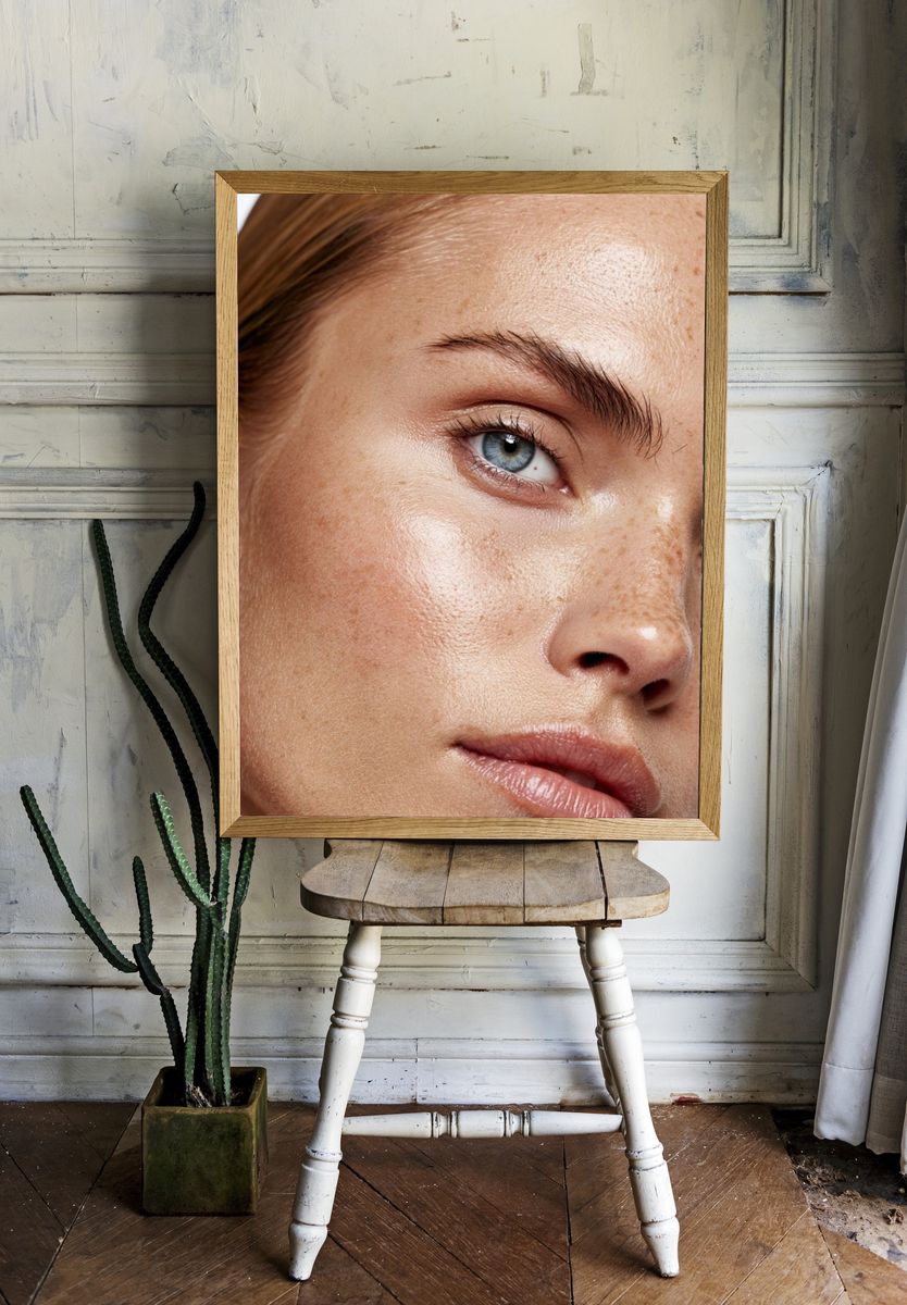 Freckled Blue-Eyed Portrait Print. — room view 1