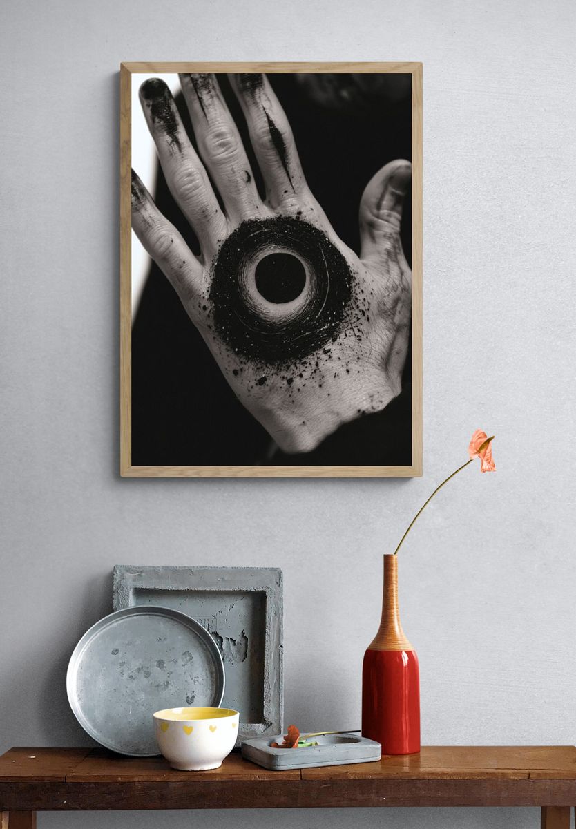 Surreal Hand Circle Photography Poster. — room view 3