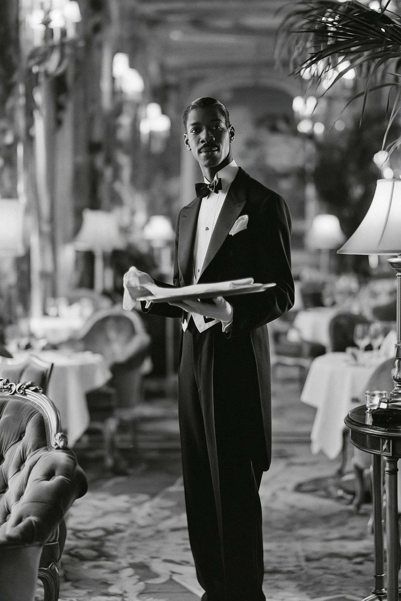 Elegant Waiter Portrait Photography Poster. poster detail