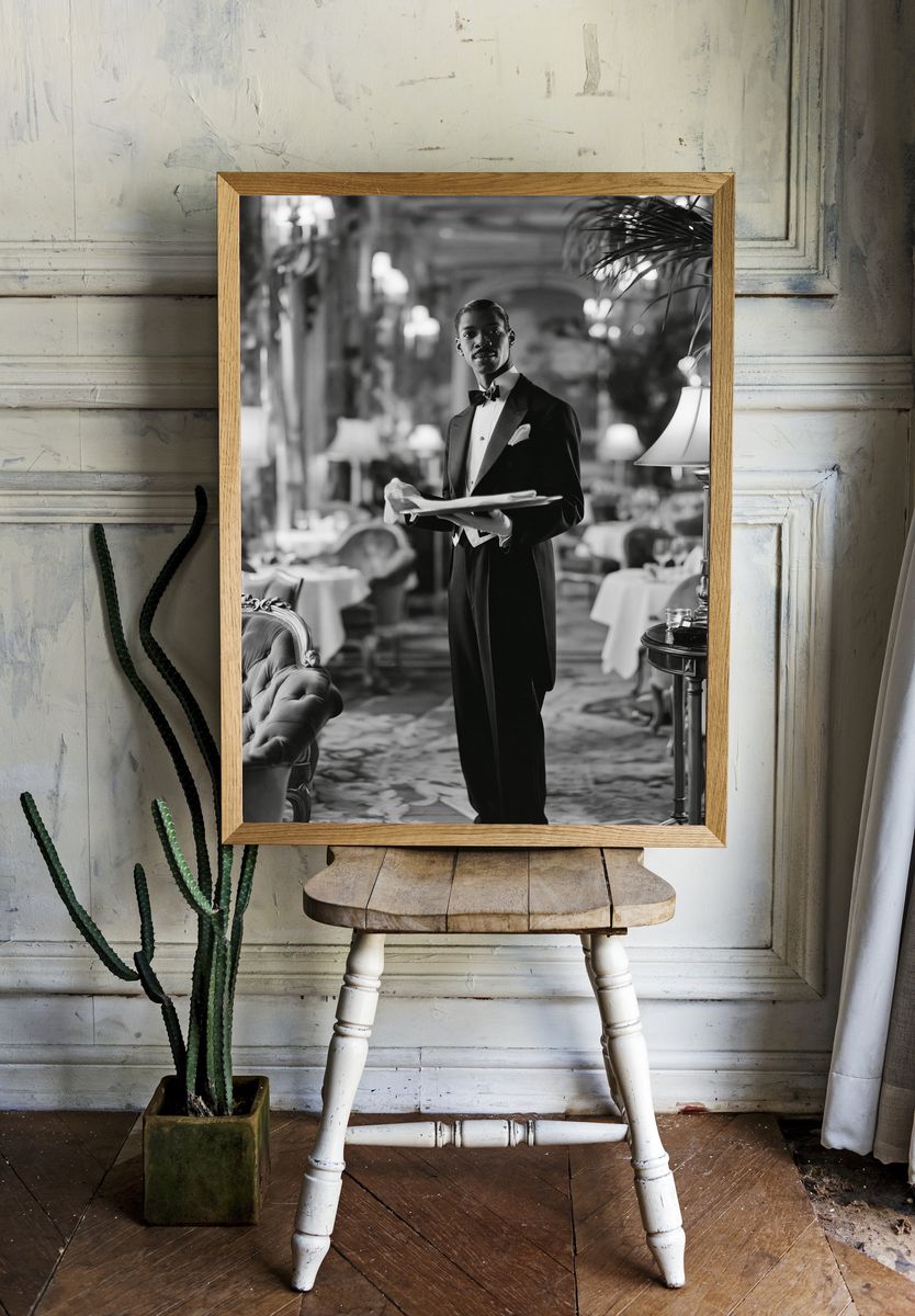 Elegant Waiter Portrait Photography Poster. room preview