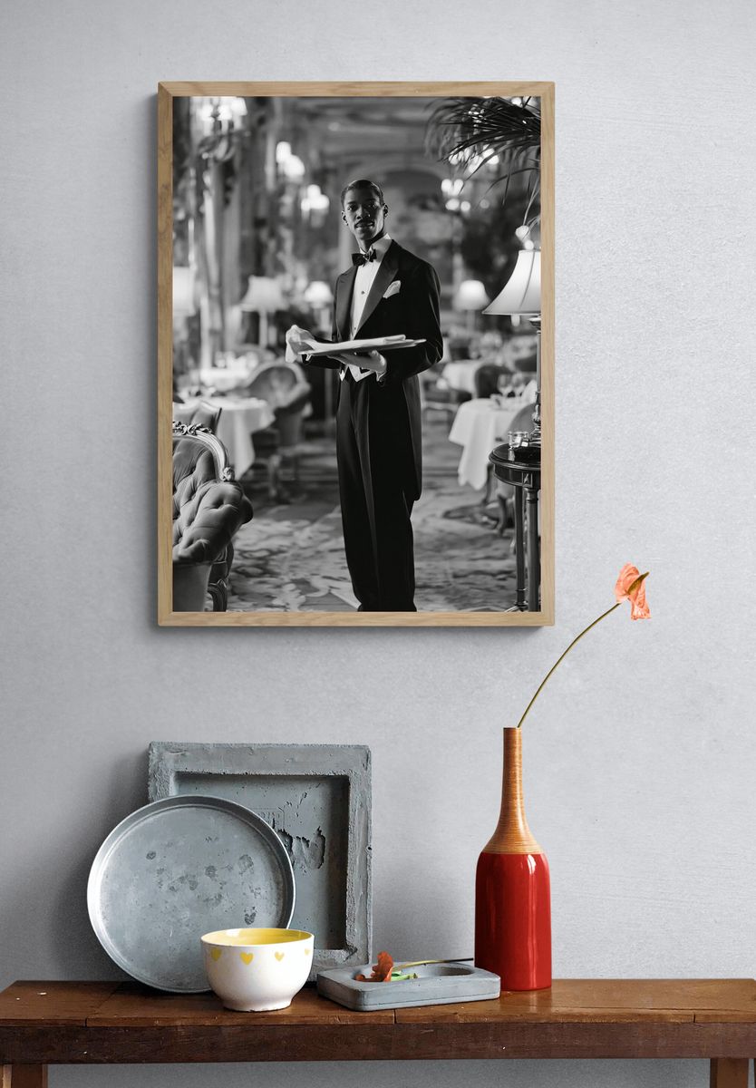 Elegant Waiter Portrait Photography Poster. — room view 3