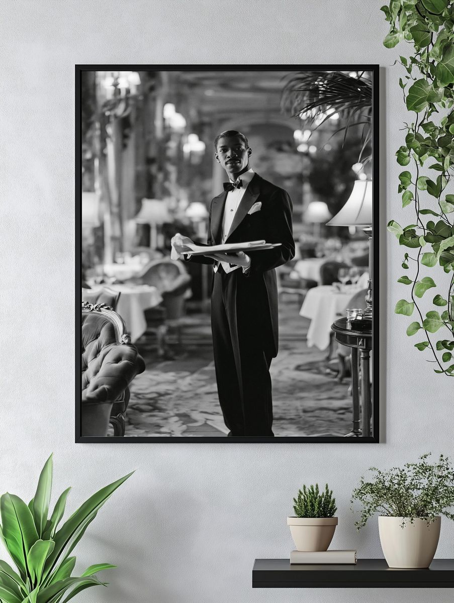 Elegant Waiter Portrait Photography Poster. — room view 4