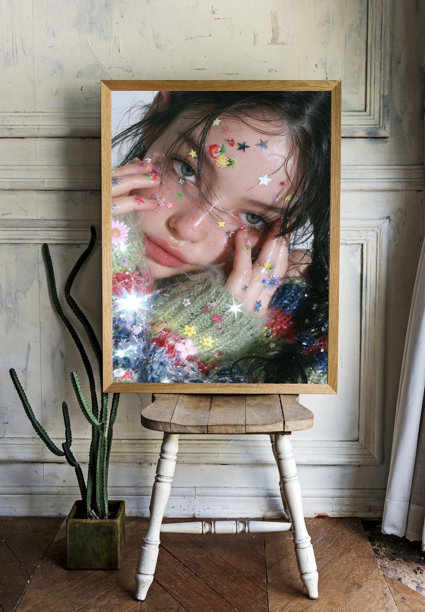 Starry Face Portrait Print. room preview