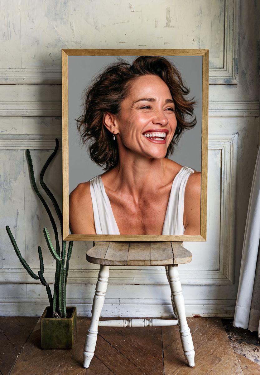 Smiling Woman Portrait Photography Poster. room preview