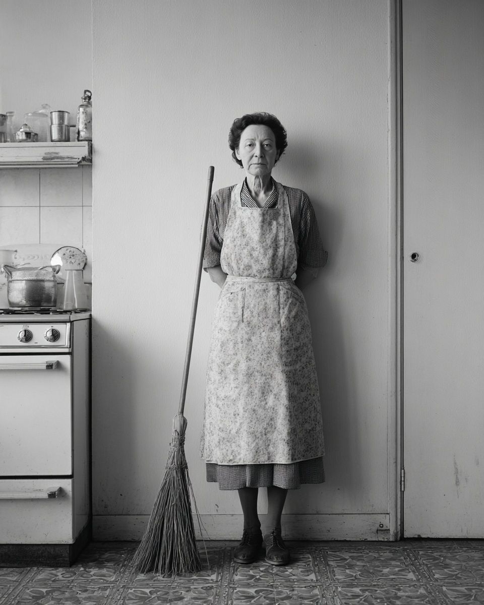 Kitchen Portrait Black-White Print. poster detail