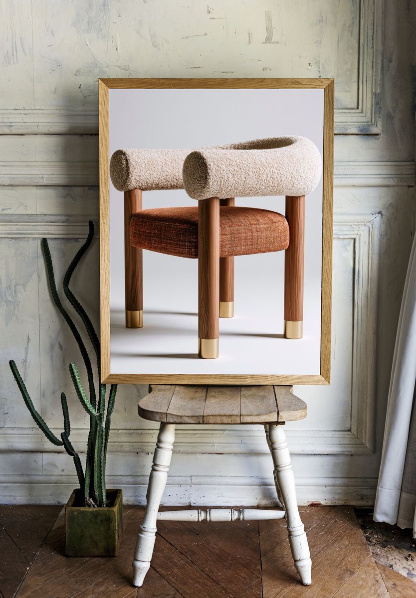 Bouclé Accent Chair Photography Poster. — room view 1