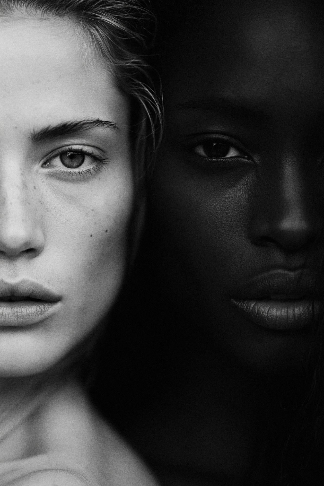 Dual Faces Black-White Portrait Poster. poster detail
