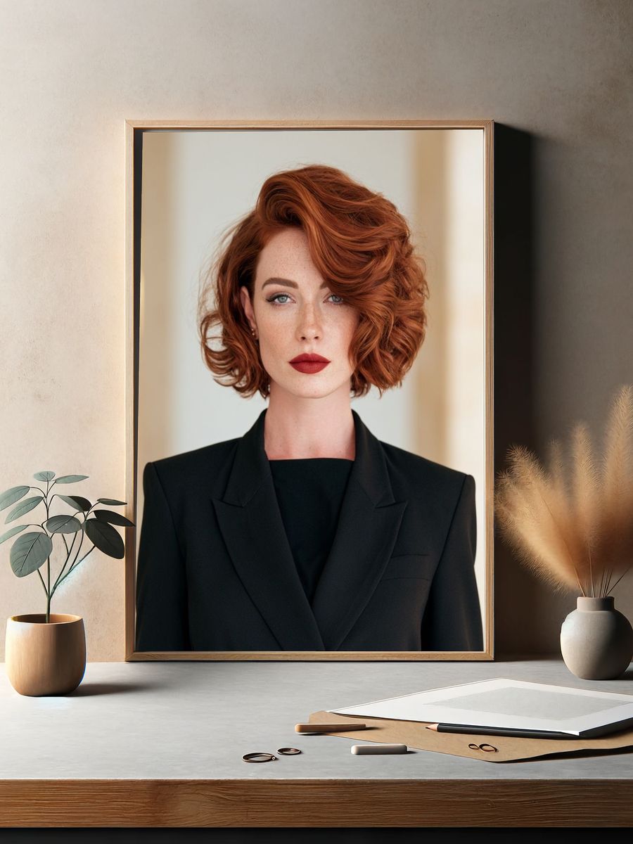 Red-Haired Portrait Photography Poster. — room view 2