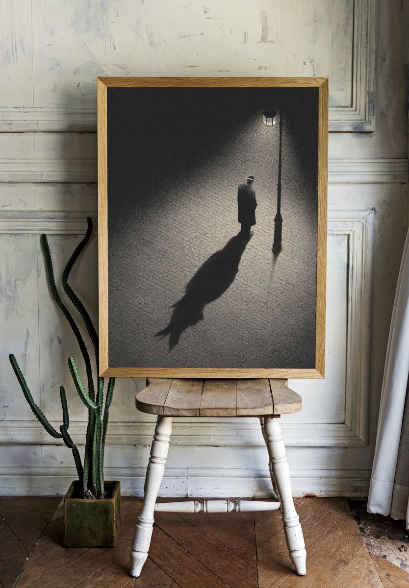 Noir Street Silhouette Photography Poster. — room view 1
