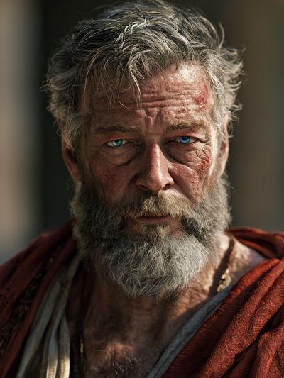 Stoic Bearded Man Portrait Print.