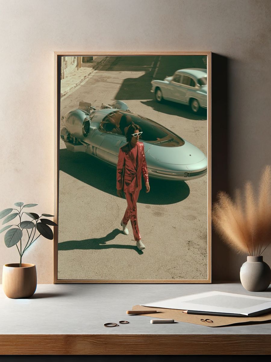 Retro Futurist Car Street Poster. — room view 2